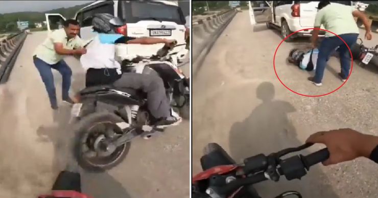 Angry Uncle In Mahindra Scorpio Beats Up KTM Duke Biker For Stunting [Video]