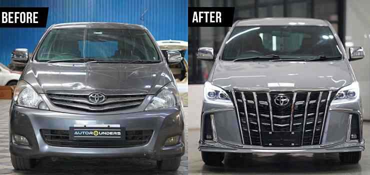 Toyota Innova Type 2 converted into Type 4 with Alphard body kit and BMW’s Nardo Grey color [Video]