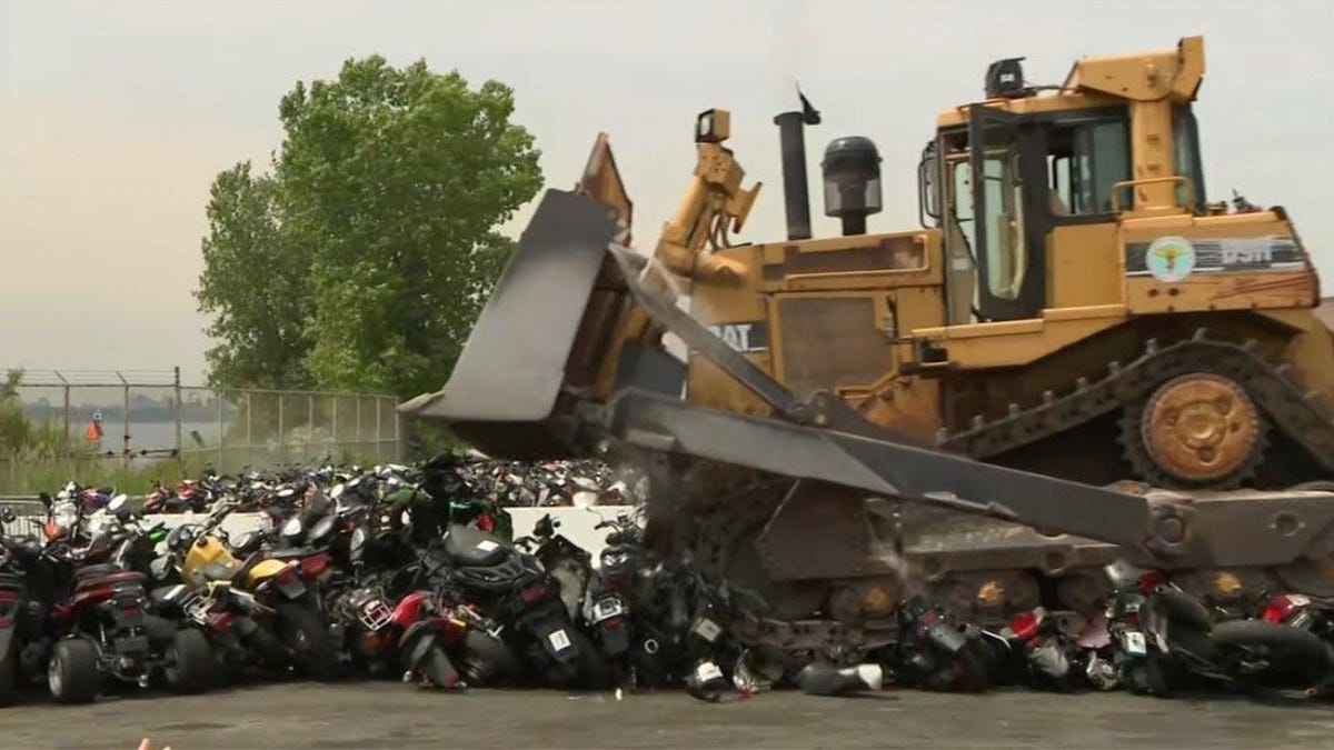 New York City Just Bulldozed A Bunch Of Scooters And Mopeds