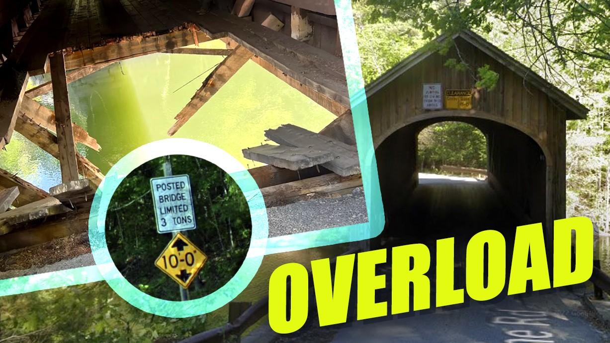 Ford F-750 Driver Ignores Weight Limits, Crashes Through Maine’s Oldest Covered Bridge